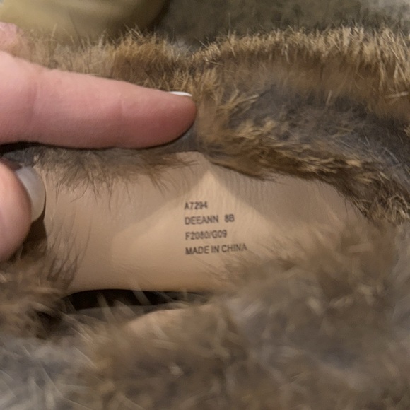 COACH Deeann Signature Boots Camel Tan Suede Buckle Rabbit FurTrim - Picture 7 of 8